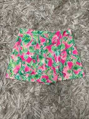 Lilly Pulitzer Pink & Green Tropical High-Waist Skort